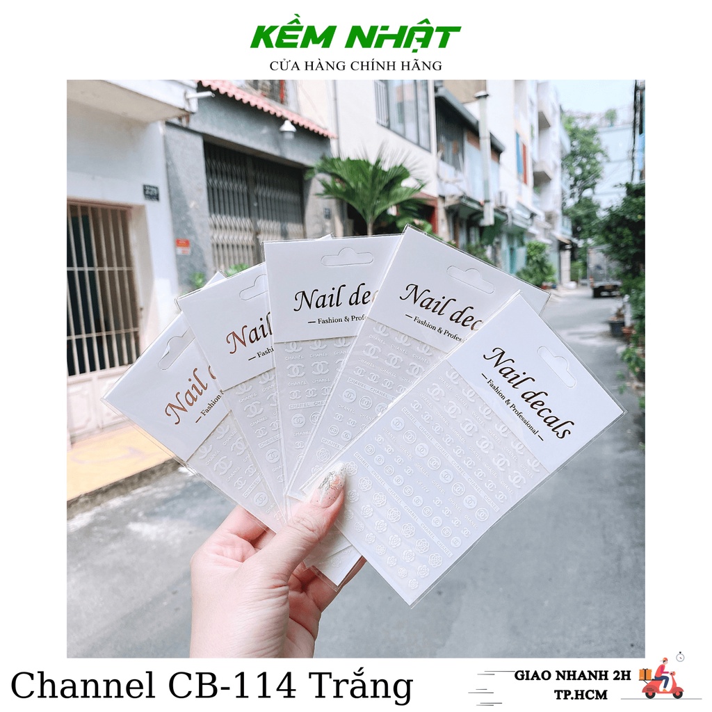 Sticker Dán Móng Channel Trắng Đen CB-114