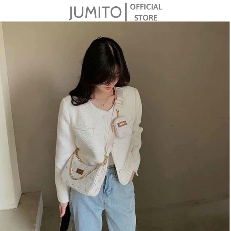 Túi xách nữ mini giá rẻ đeo chéo kẹp nách có dây xích kèm ví nhỏ cực xinh JUMITO T1.023