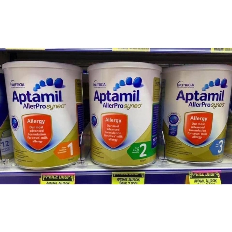 Sữa dị ứng Aptamil Allerpro Syneo sẵn đủ số 1,2,3. Date 2024