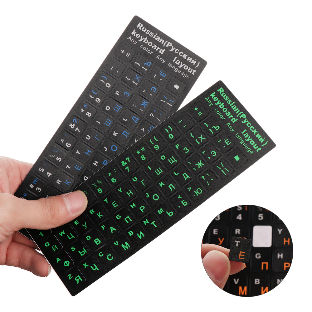 Sticker Bàn Phím Họa Tiết Chữ Tiếng Nga Chất Liệu PVC Chống Thấm Nước
