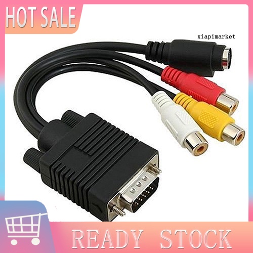 Dây Cáp Chuyển Đổi Vga Sang S-Video 3 Rca Av Tv Cho Pc Laptop