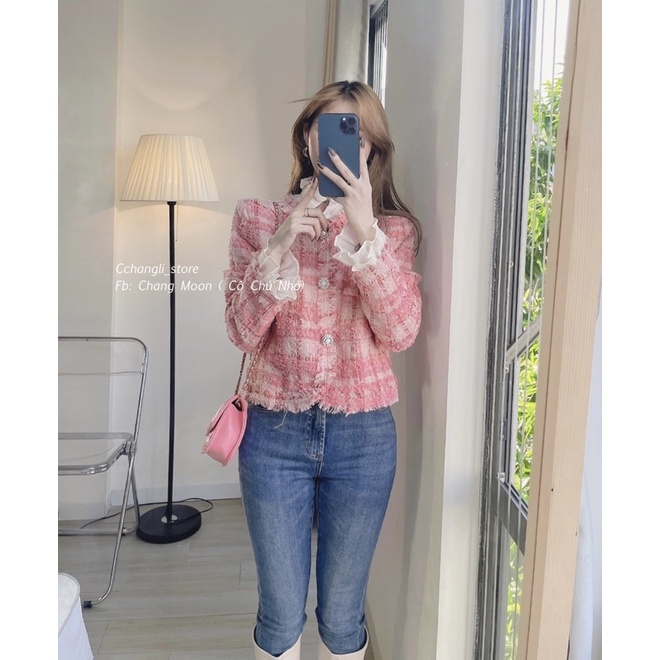 Áo dạ tweed màu hồng hàng quảng châu cao cấp ( ảnh thật shop chụp) | BigBuy360 - bigbuy360.vn