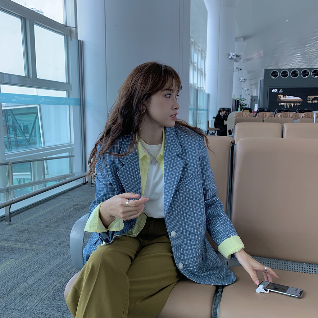 Áo Blazer caro xanh lam (C108) - HÀNG CÓ SẴN | BigBuy360 - bigbuy360.vn