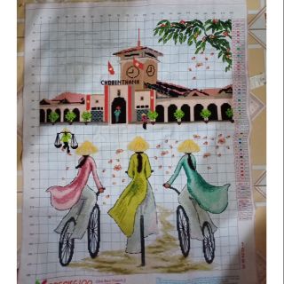 Tranh thêu Chợ Bến Thành