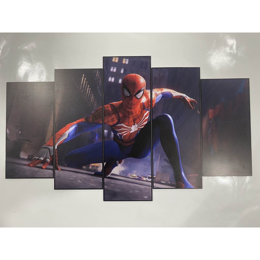 Bộ 5 tranh ghép người nhện dài 125x80cm dán tường siêu đẹp