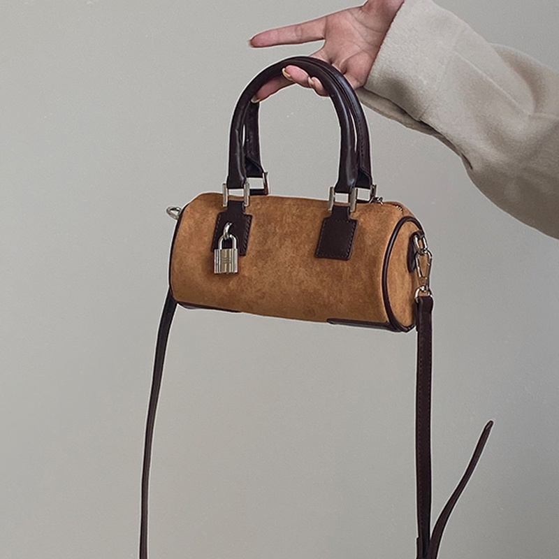 IELGY Túi Xách Đeo Vai Hình Trụ Cỡ Nhỏ Cài Khóa Kiểu retro Thời Trang Cho Nữ