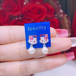 Bông tai mèo kitty cho bé bạc ta