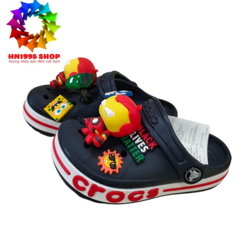 (Tặng 12 sticker)Dép Sục Crocs Baya+Sticker Cho Bé Trai. Sản Phẩm Cao Cấp,Nhựa Không Mùi.Trống Trơn Trượtt.