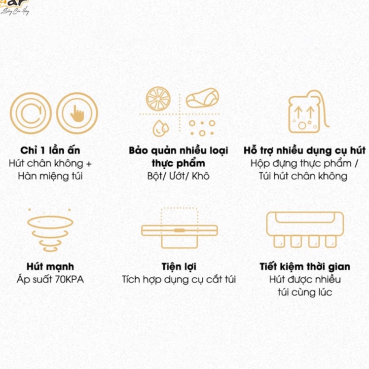 Máy hút chân không mini thực phẩm và hàn miệng túi Bear VS-B01V1  Đa năng, hút ép chân không, hàn miệng túi