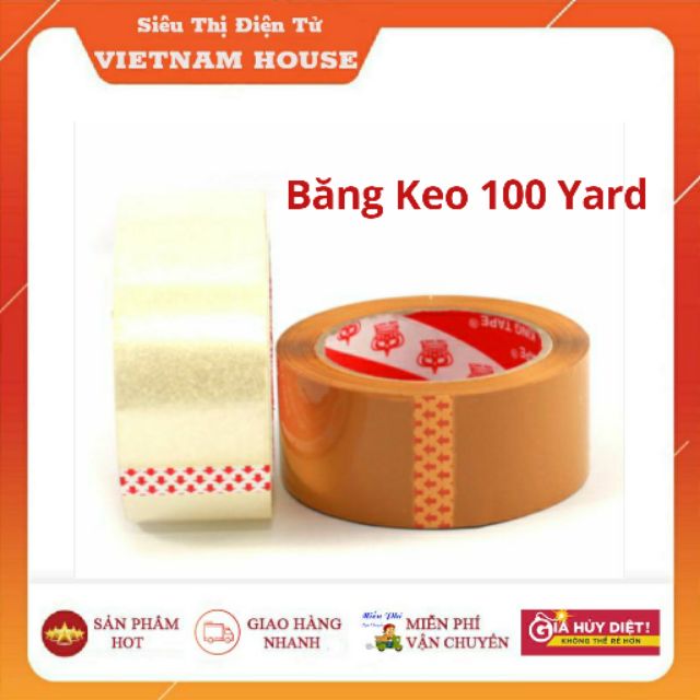 [FREE SHIP&gt;50K]100 YARD - 1 CUỘN BĂNG KEO TRONG &amp; ĐỤC DÁN THÙNG.