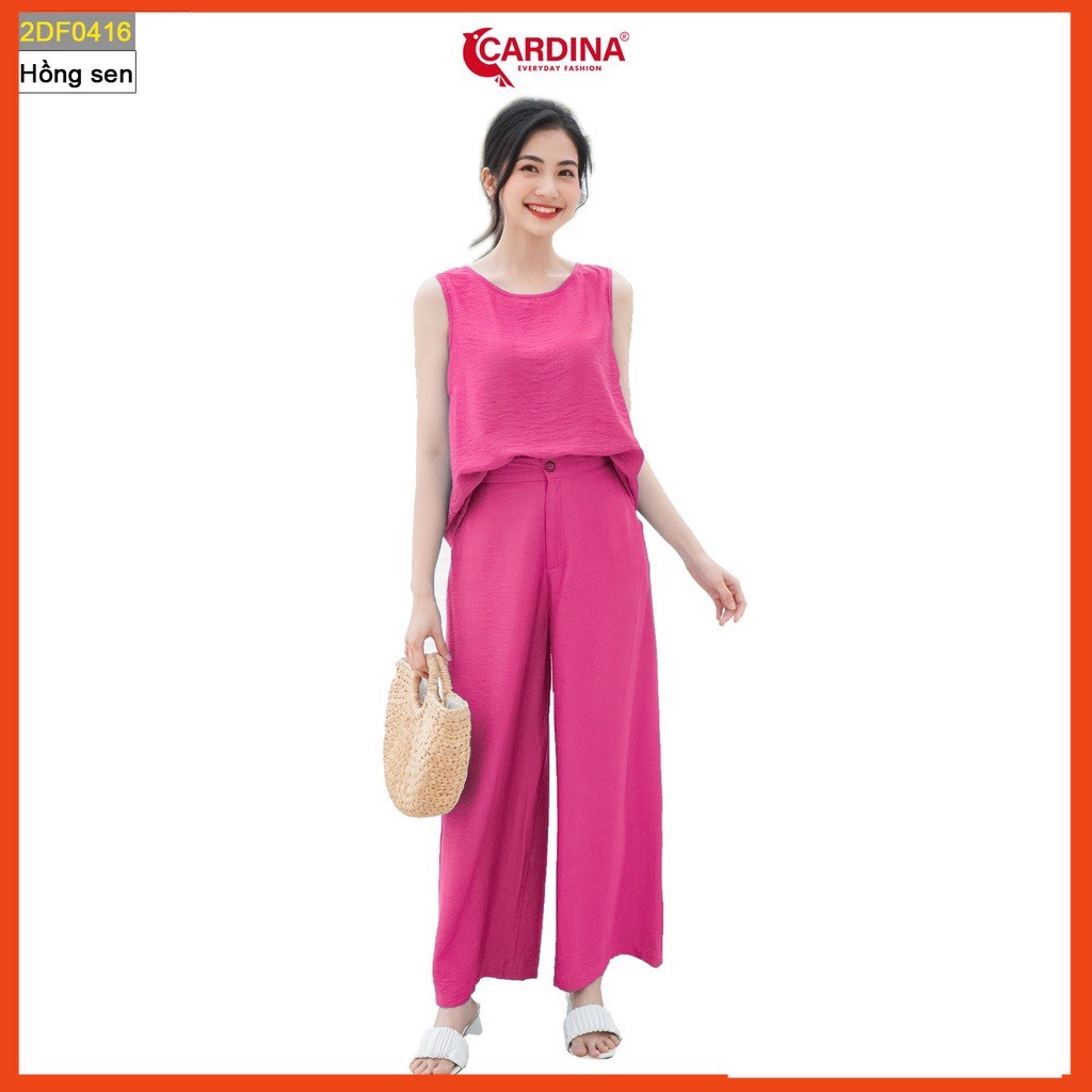 Đồ bộ nữ mặc nhà mùa hè CARDINA chất đũi xước bộ mặc nhà áo sát nách quần dài màu sắc tinh tế nổi bậ