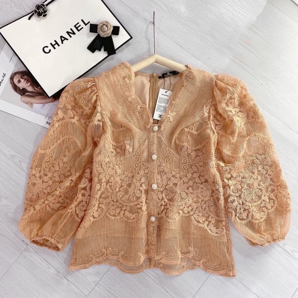 Áo ren dài tay màu cam đất tiểu thư tay lỡ size S đến 3XL | BigBuy360 - bigbuy360.vn