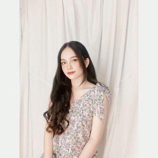 Đầm dây thắt nơ vai dáng suông dài vải lụa mát