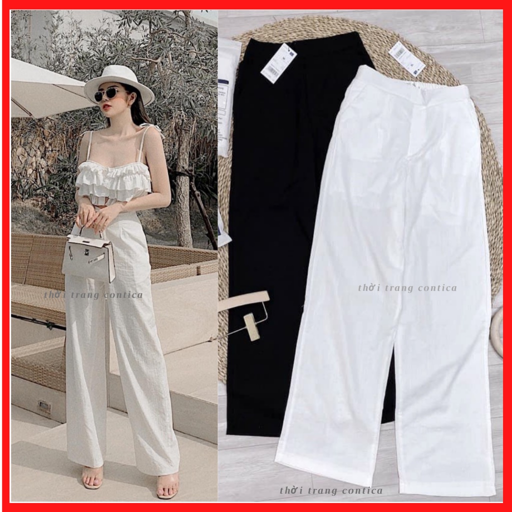 Quần đũi dài ống rộng,quần culottes đũi dáng dài chun lưng kiểu nhật, thoái mái dễ chịu