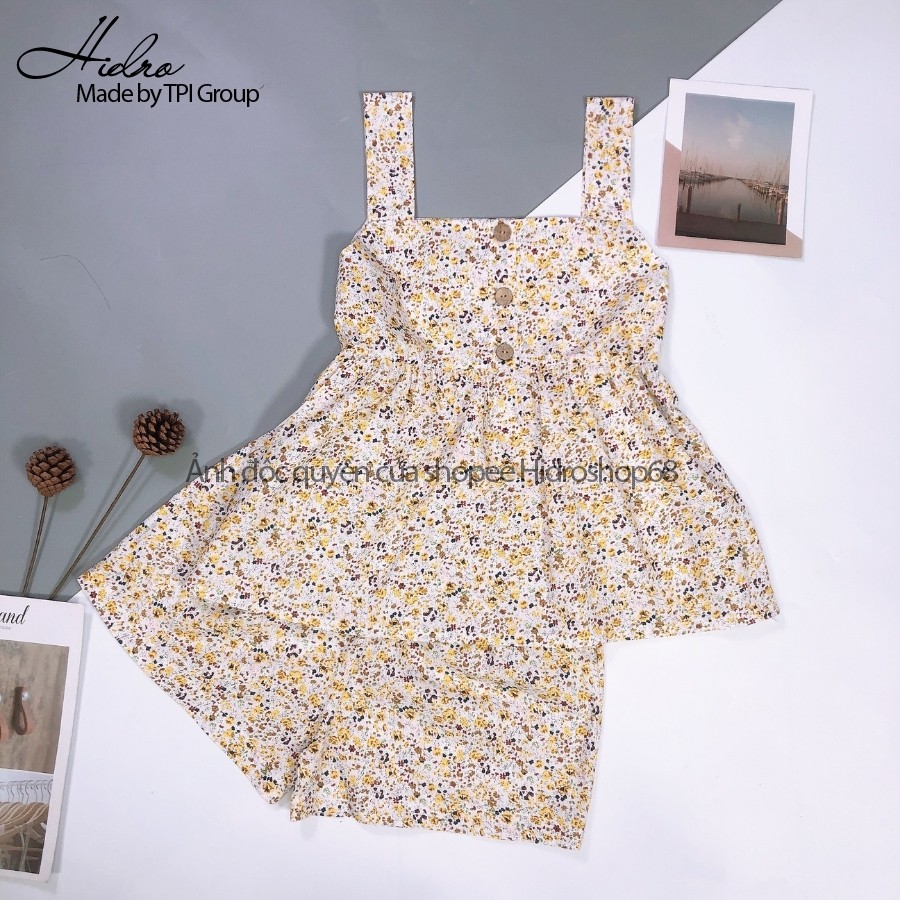 Bộ Mặc Nhà Hoa Nhí Hai Dây Babydoll Chất Thô Đũi Mềm Mát | BigBuy360 - bigbuy360.vn