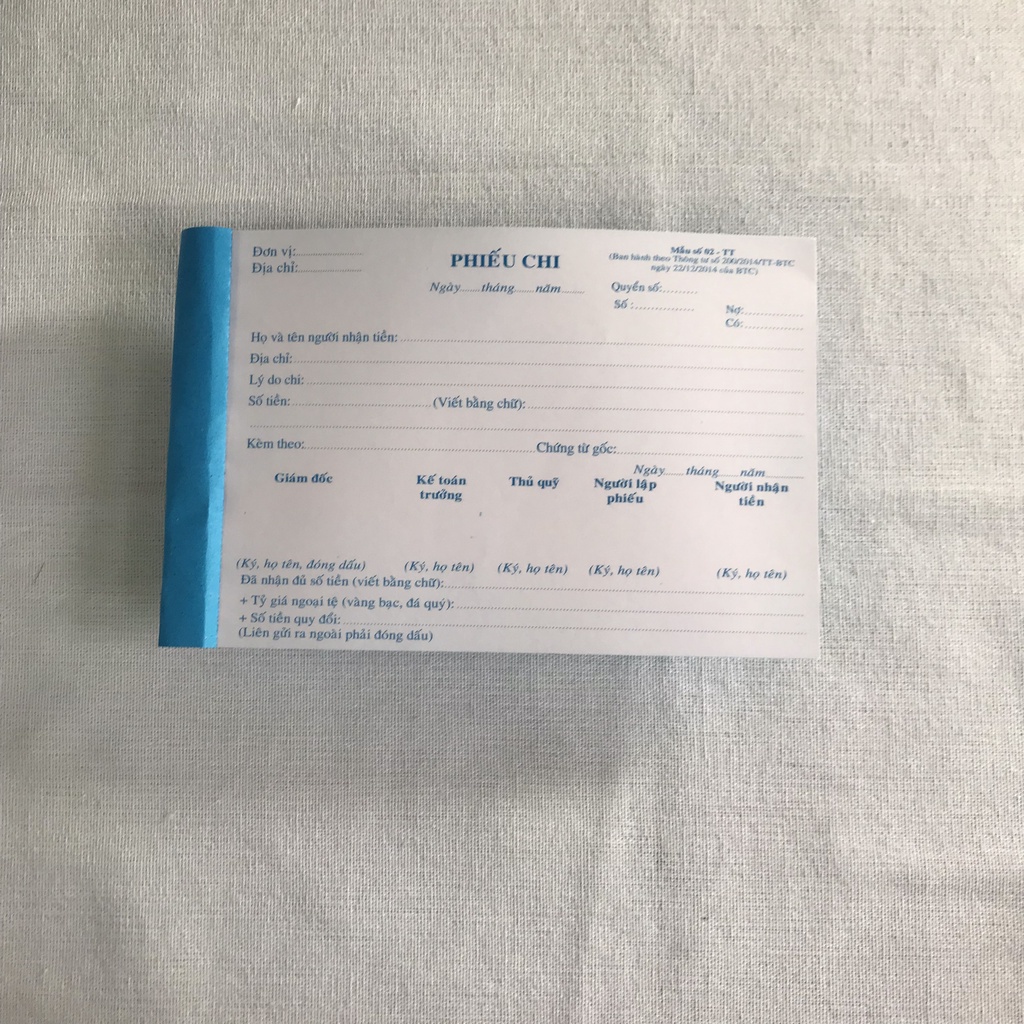 PHIẾU CHI 2 LIÊN NHỎ