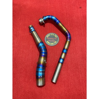Cổ pô tăng titan xịn LÊN MÀU SẴN 2 khúc gắn lon 32mm X 51mm cho winner/sonic/exciter/raider/satria