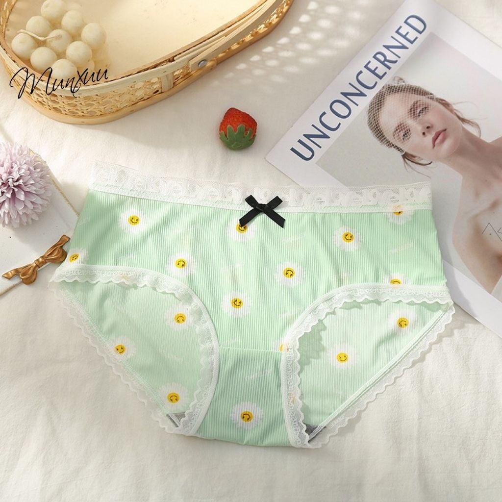 Quần lót Su phối ren họa tiết dễ thương MUNXUU chất liệu co dãn thấm hút kháng khuẩn - QC23