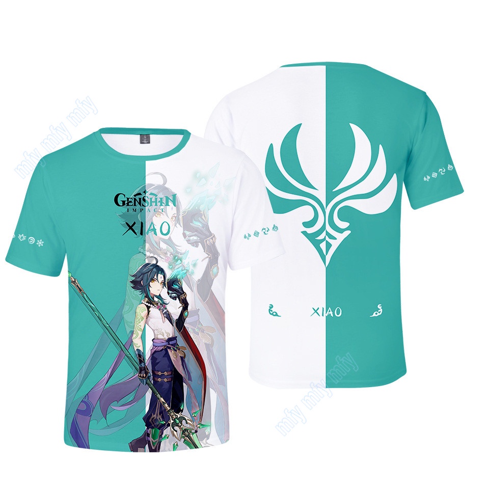 Áo thun tay ngắn giản dị Genshin Impact XIAO VENTI JEAN KAZUHA SAYU BARBARA MONA Cosplay cho Nam / Nữ / Thanh thiếu niên