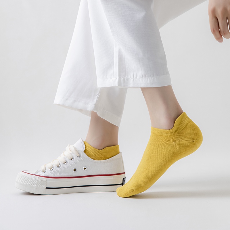 Summer Women Low top Socks Plain 100% Cotton Non-slip Female Casual Invisible Socks Elastic Slipper Socks