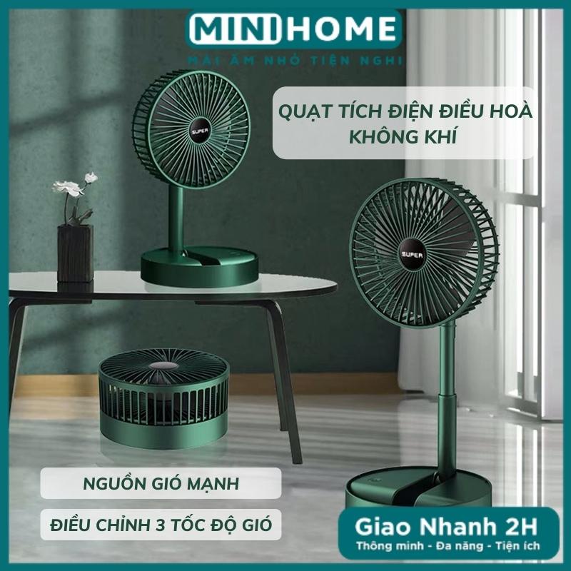 Quạt Tích Điện Mini Kèm GIÁ ĐỠ ĐIỆN THOẠI Để Bàn Cao Cấp