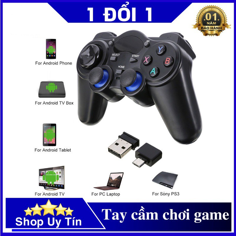 Tay cầm chơi game PC / Laptop / Điện Thoại / TV Android / TV Box - Tay cầm chơi game không dây USB Bluetooth 2.4G