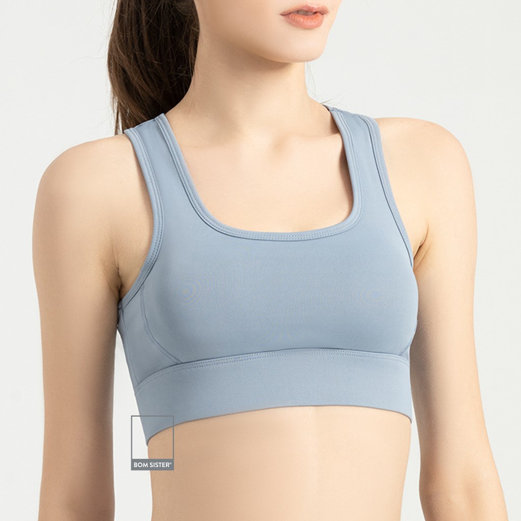 Áo lót tập Yoga - Gym croptop thun co giãn 4 chiều cài sau mút có thể tháo rời BOM SISTER AT0058