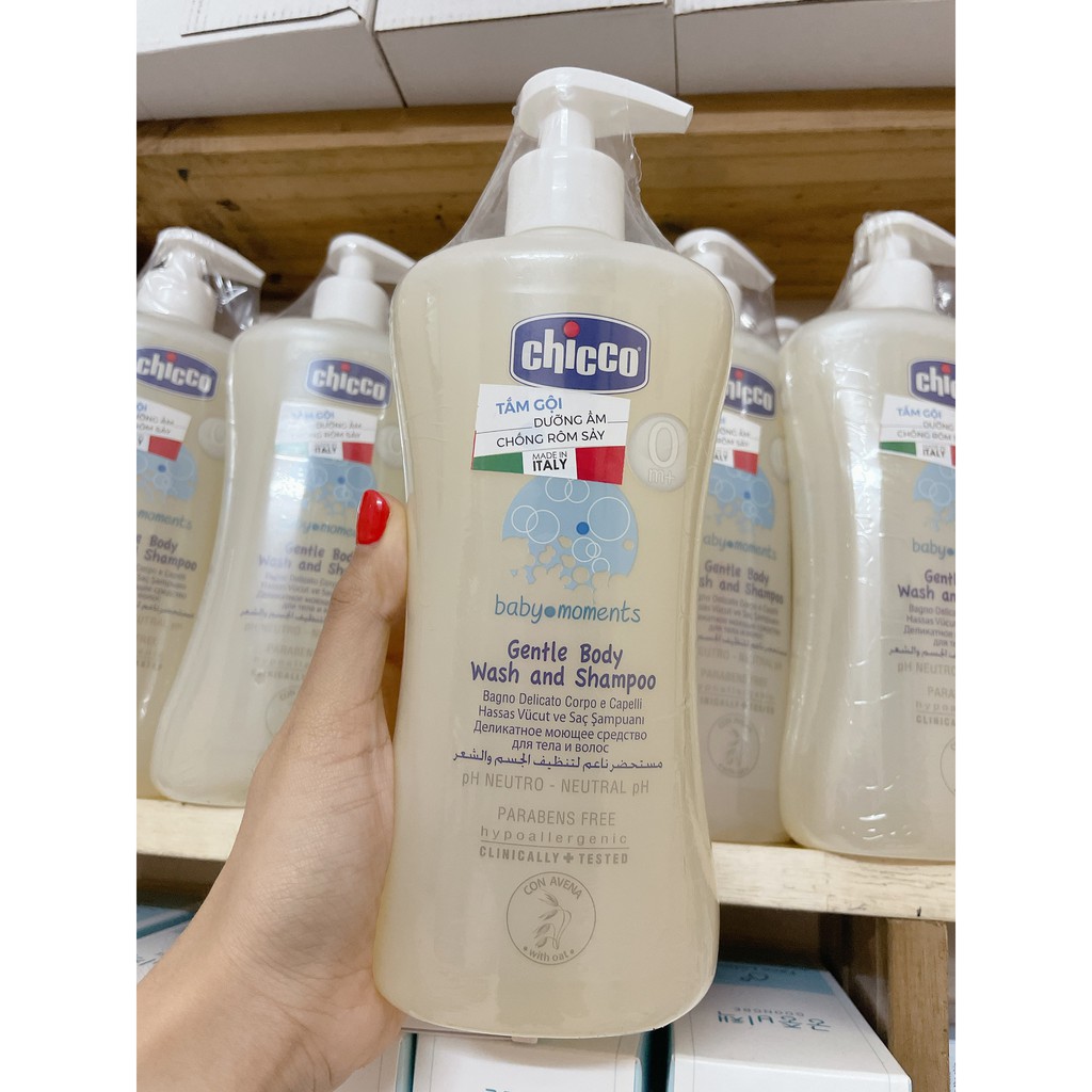 Sữa tắm gội Chicco chiết xuất Yến mạch/ Hoa cúc cho bé 0M+ chai 200ml/500ml (CHÍNH HÃNG CÔNG TY)