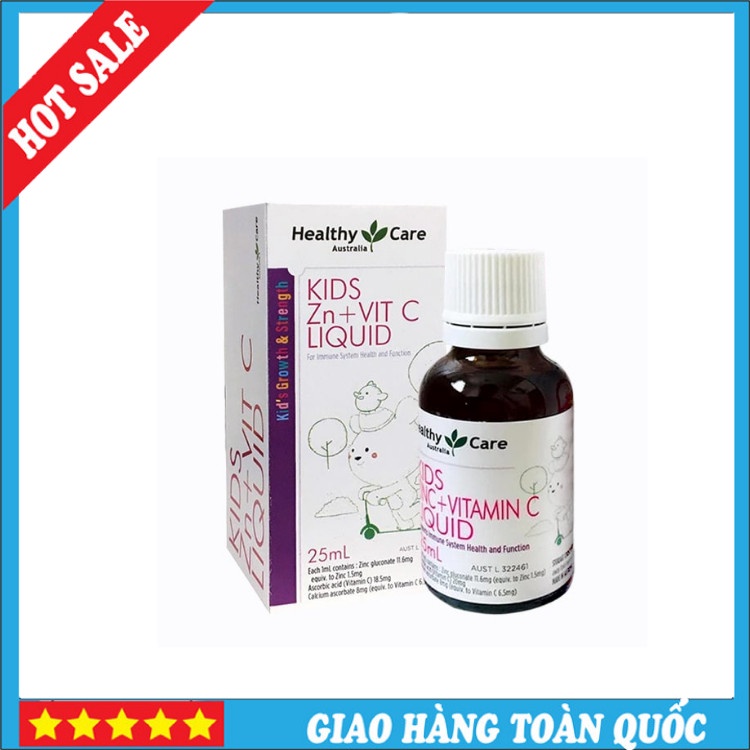 Siro Healthy Care Kids Zinc + Vitamin C Liquid 25ml Cho Bé Ăn Ngon Tăng Sức Đề Kháng