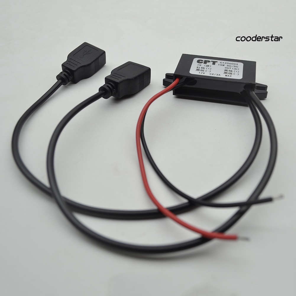 Bộ sạc chuyển đổi hai cổng USB 12V sang 5V 3A cho máy tính bảng/điện thoại