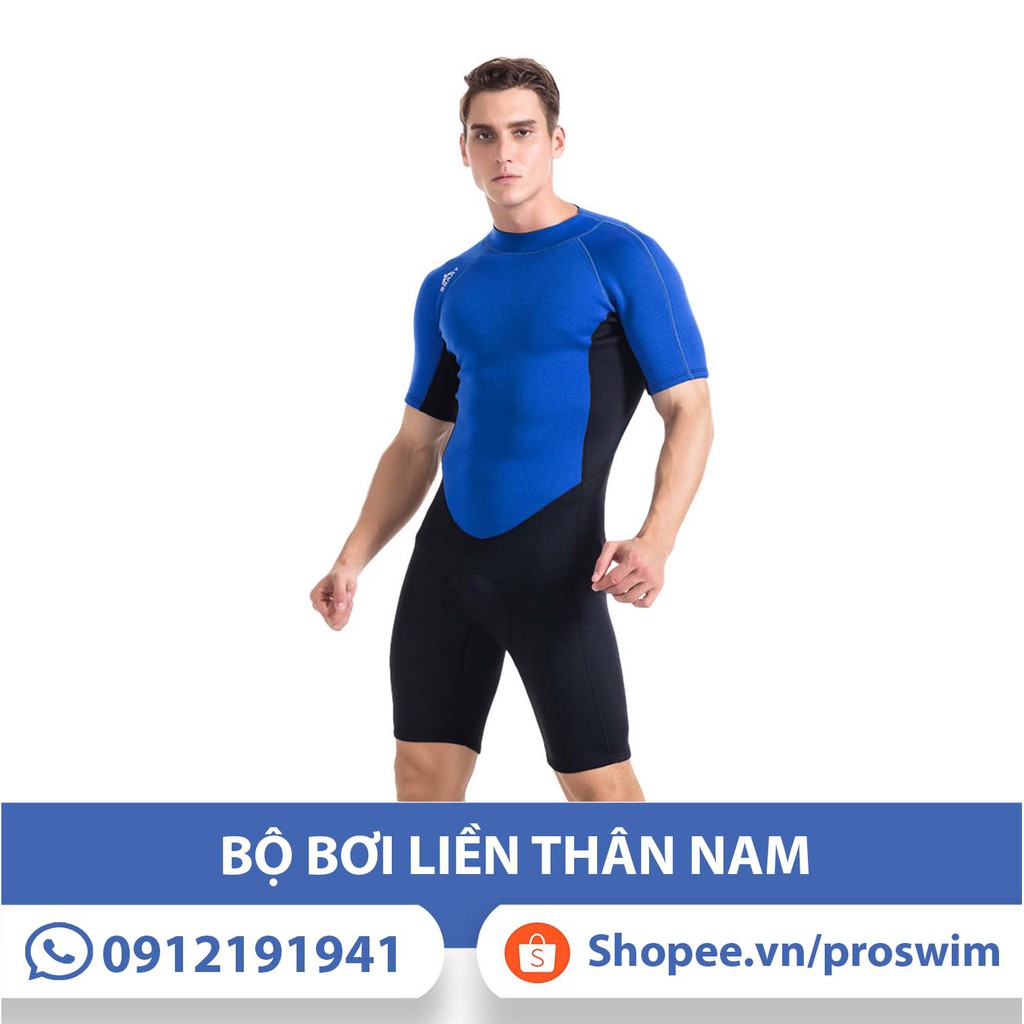 Bộ Bơi Liền Giữ Nhiệt (Wetsuit) Sbart Xanh Đen - Dài Tới Gối Dày 2mm