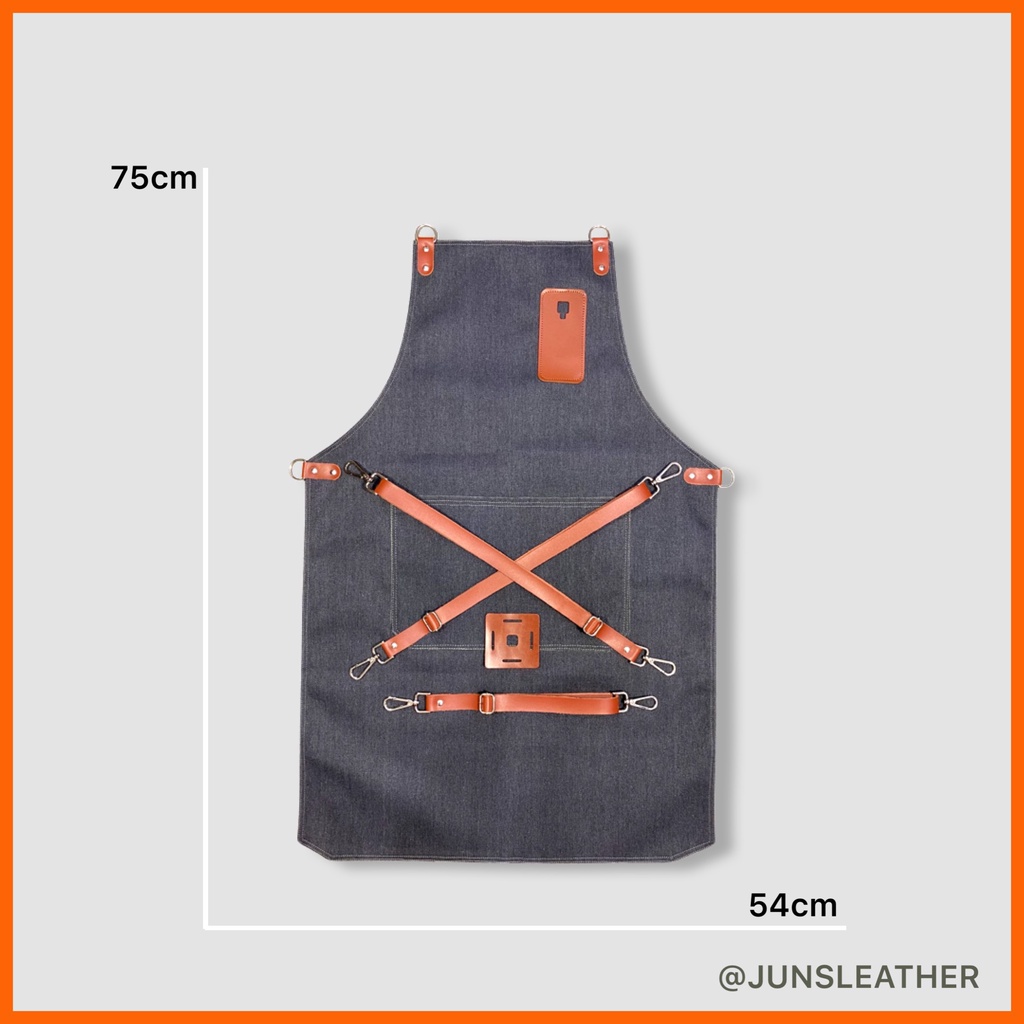 Tạp dề pha chế màu xám Tạp dề phục vụ Unisex của Junsleather Tạp dề phối da cao cấp dành cho quán cà phê và nhà hàng