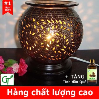 Đèn Xông Tinh Dầu 💖𝙁𝙍𝙀𝙀𝙎𝙃𝙄𝙋💖 Đèn Đốt Tinh Dầu Gốm Nâu + Tặng Tinh Dầu Quế + Tặng Bóng Dự Phòng