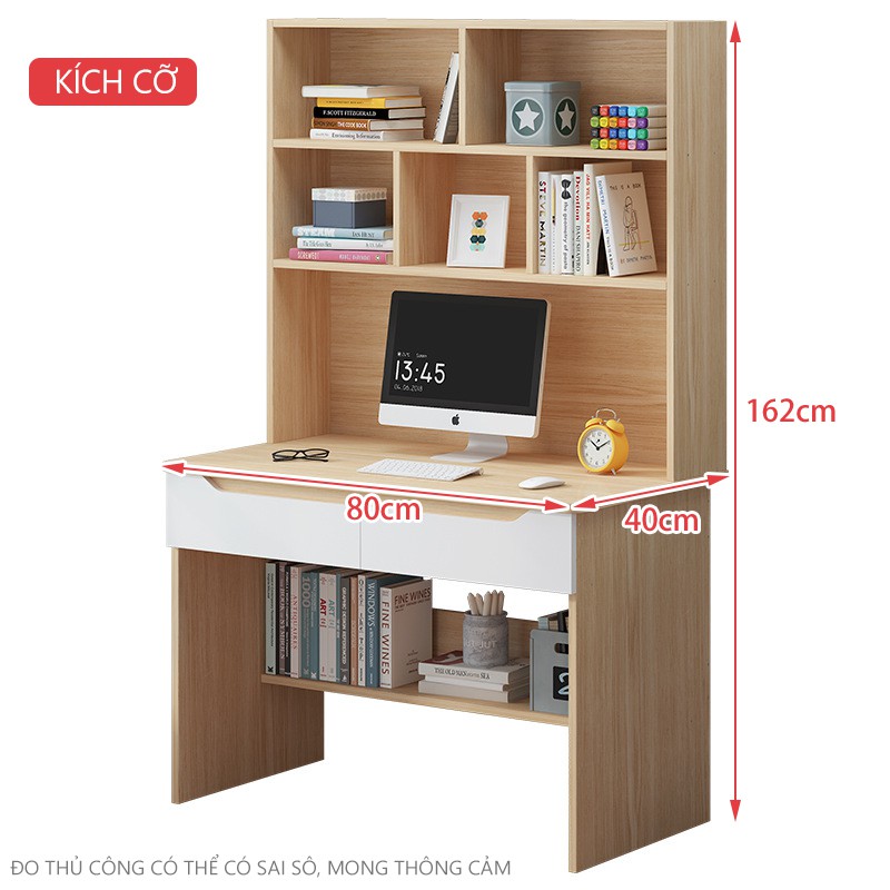 FU209 Bàn Làm Việc,Bàn làm việc kèm giá sách lắp ráp tiện lợi 80*162*40cm hangdep2018 | BigBuy360 - bigbuy360.vn