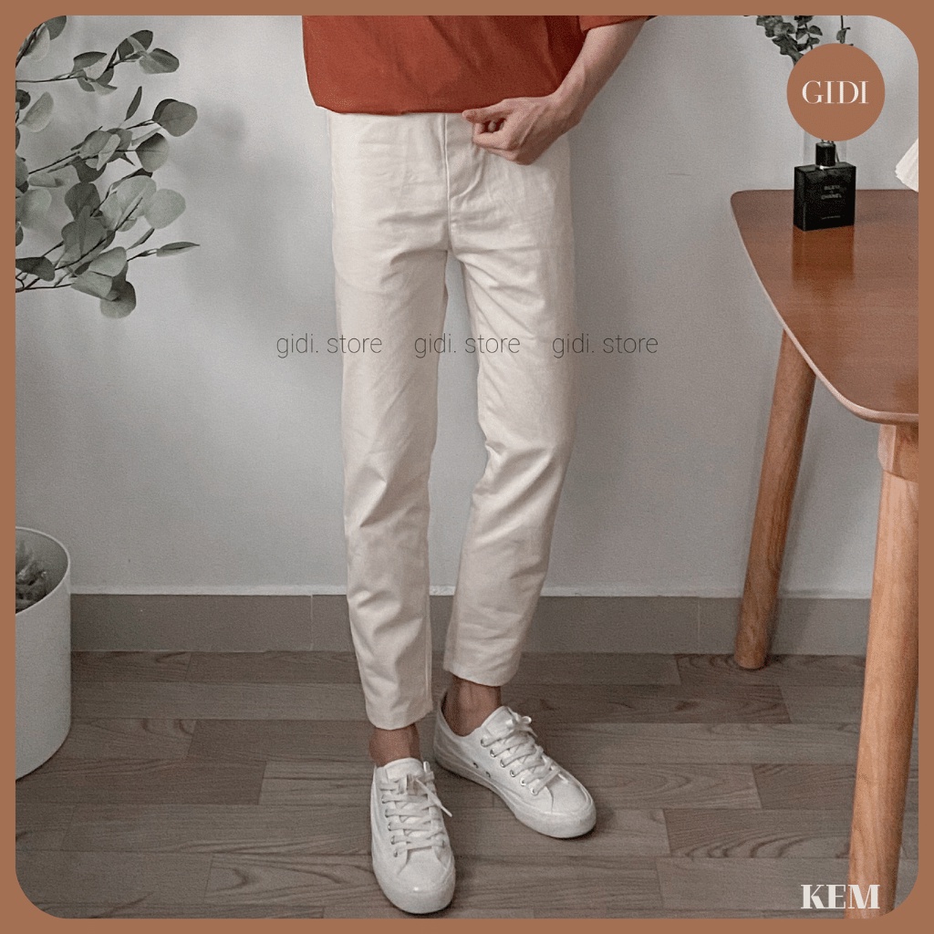 Quần BASIC Kaki Nam Nữ Unisex ống suông OVERSIZE màu ĐEN/ TAN/ NÂU/ KEM - kiểu quần baggy lưng chun form rộng eo co giãn