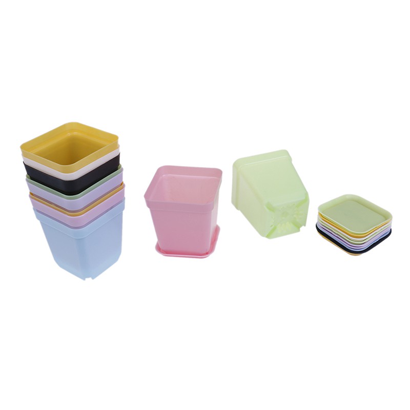 Set 10 chậu hoa nhựa mini màu sắc ngẫu nhiên độc đáo