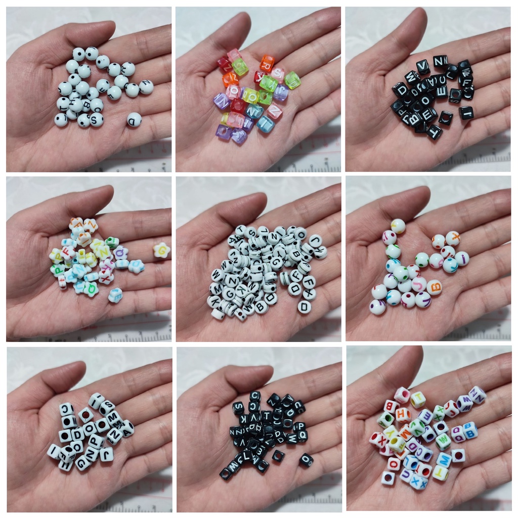 Gói 10-25gr hạt cườm nhựa in chữ cái - Nguyên liệu làm vòng tay, handmade