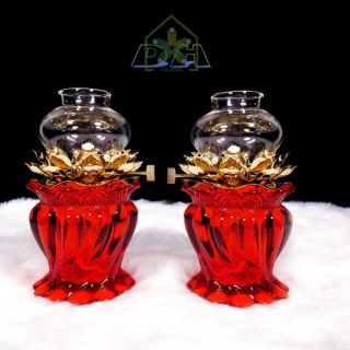 Đèn Thờ Thủy Tinh Thắp Dầu (Combo 2) (19 x 9 cm)