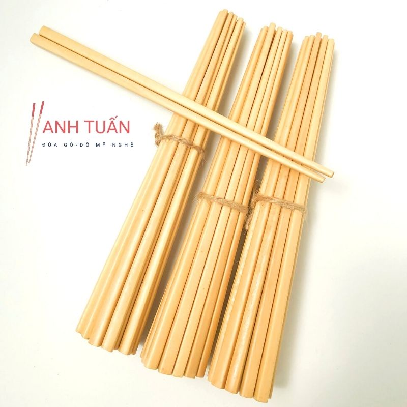 Bộ 10 đôi đũa gỗ Lát Hoa đẹp tự nhiên dùng trong bữa cơm gia đình
