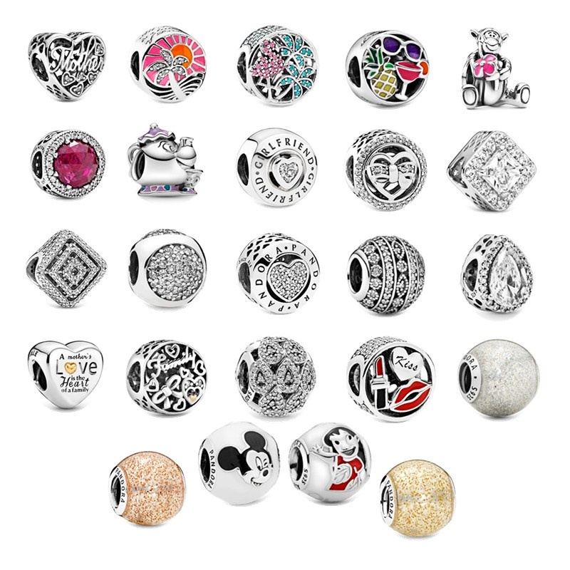 Hạt Bạc Pandora Hạt Mickey Minnie Hoạt Hình RờiDIYHạt Tròn Hạt Vuông Nhỏ Giọt