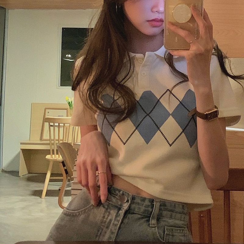 Áo polo IELGY dáng ôm ngắn thời trang cho nữ