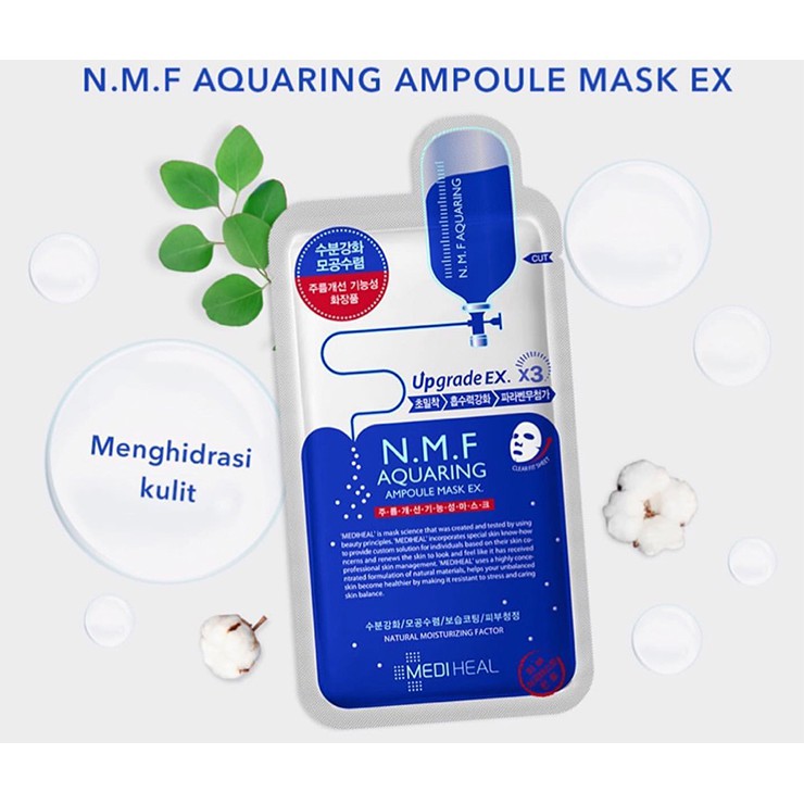 Hộp 10 Mặt Nạ Cấp Ẩm, Kiềm Dầu, Se Khít Lỗ Chân Lông Mediheal N.M.F Aquaring Ampoule Mask 25ml x 10