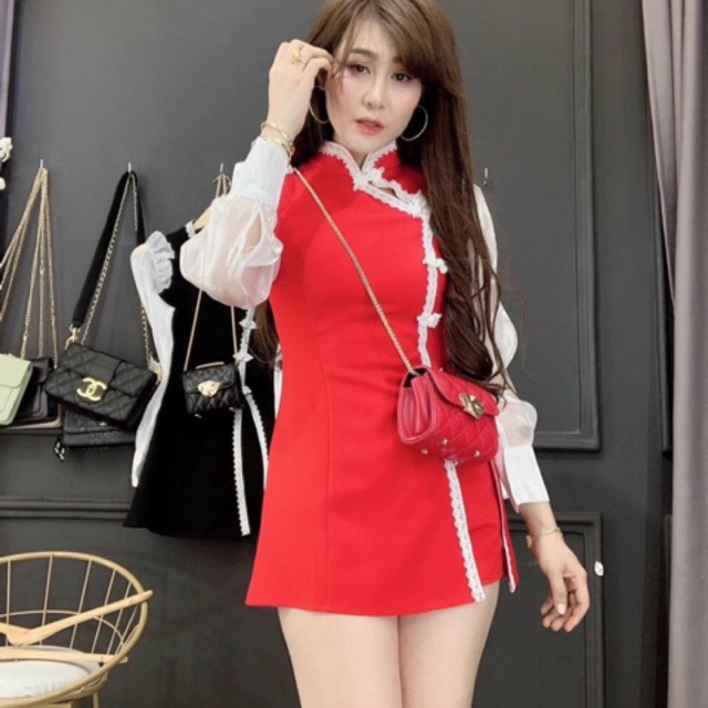 Sét áo tay lưới chạy ren cổ tàu xinh hết nấc