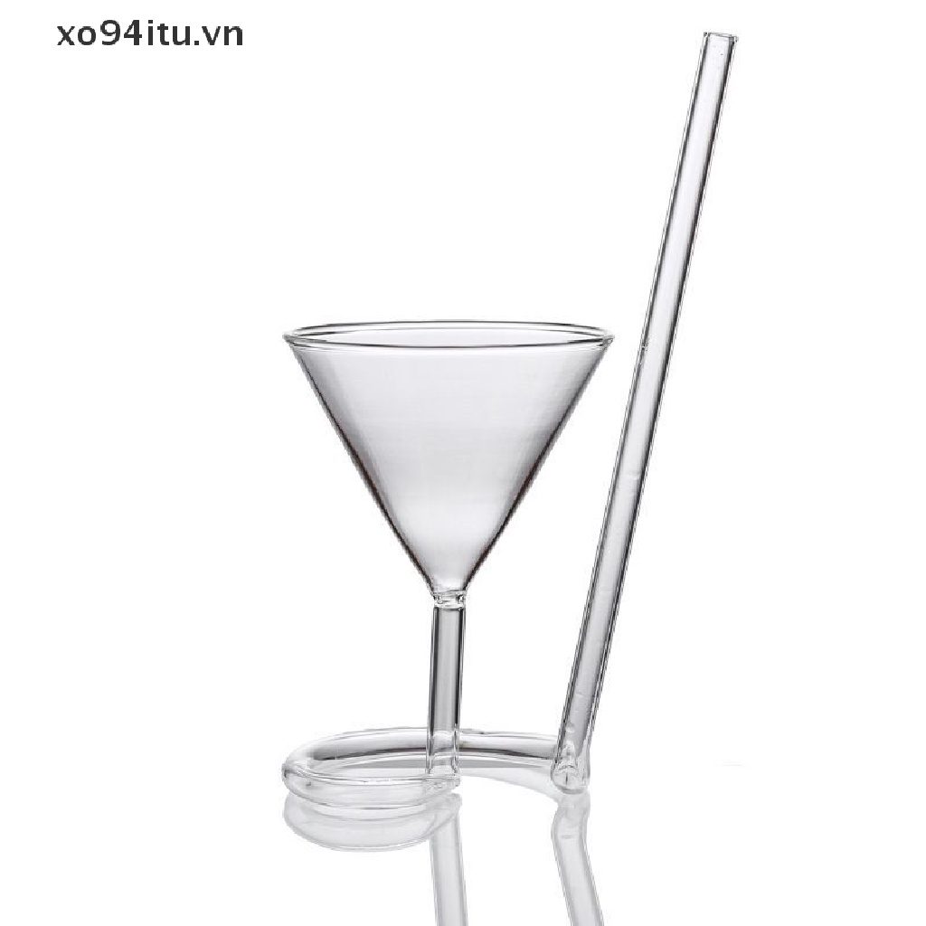 Ống Hút Thủy Tinh Uống Rượu Cocktail Xoắn Ốc Đuôi Dài Sáng Tạo