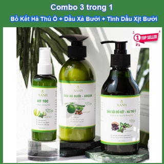 Combo dầu gội bồ kết hà thủ ô - dầu xả bưởi - tinh dầu xịt bưởi