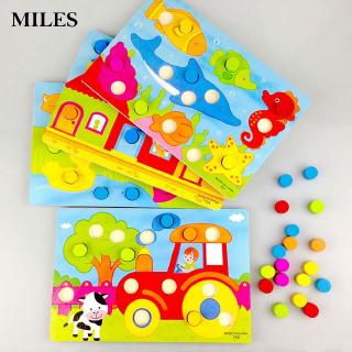 Match Jigsaw Board Color Children Wooden Educational Cognition Board Creative