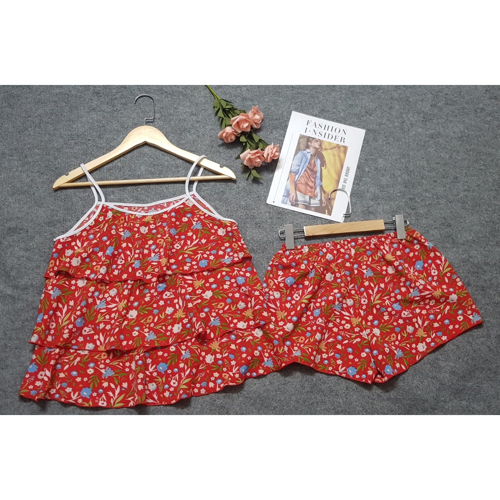 Đồ Bộ Nữ 2 dây , Đồ Lụa Mặc Nhà 3 Tầng , Set Bộ Sọc Chất Cao Cấp Họa Tiết Hoa Nhí Mềm Mịn, Xinh Xắn. | BigBuy360 - bigbuy360.vn