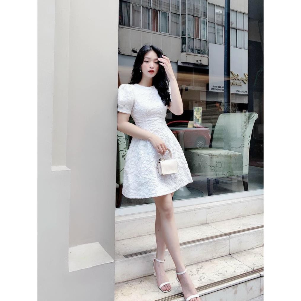 Đầm dự tiệc vải gấm sang trọng tay ngắn dáng A kín đáo Lunie Dress | BigBuy360 - bigbuy360.vn