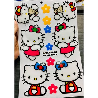 DDXM-V12- 59 TEM NỔI HÌNH MÈO KITTY, DECAL TRANG TRÍ XE, TEM DÁN XE MÁY, STICK NỔI