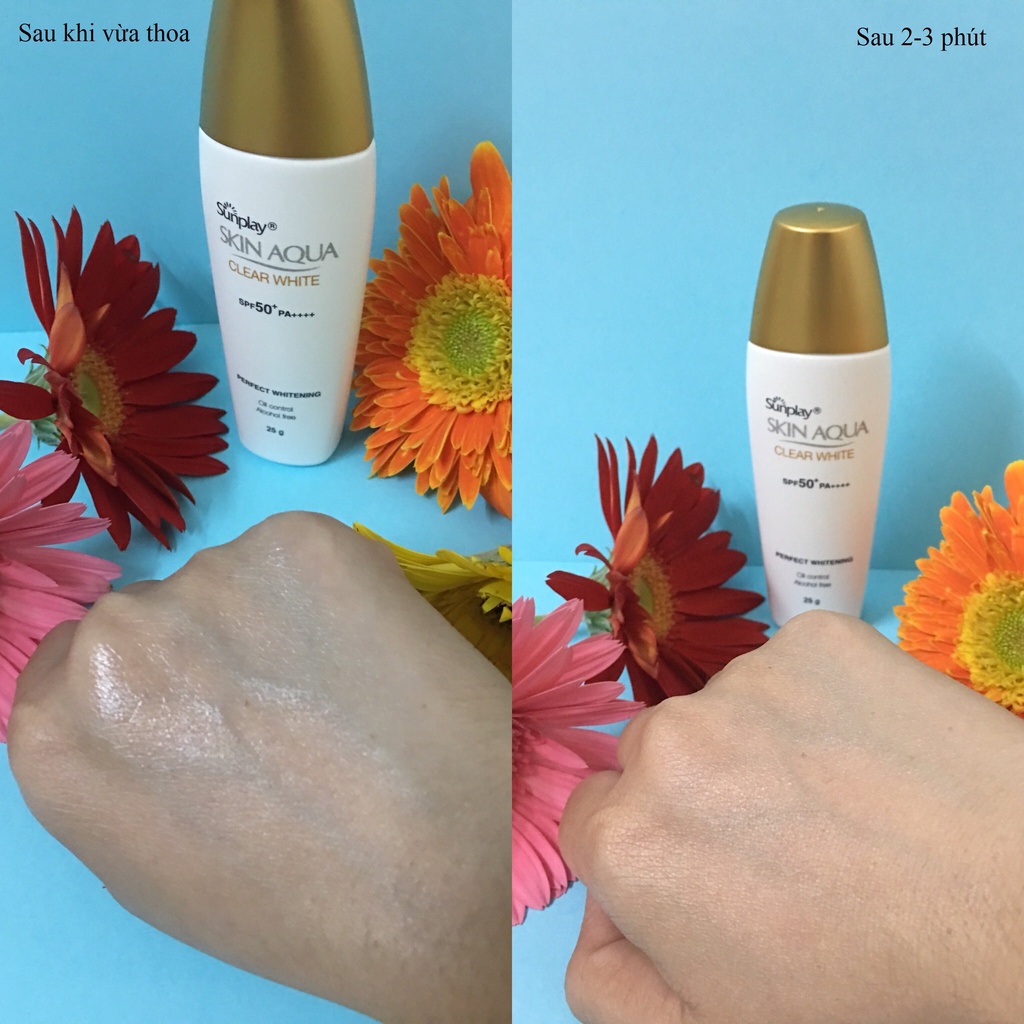 Sữa chống nắng Sunplay Skin Aqua Clear White SPF 50+, PA++++ dưỡng trắng dành cho dầu